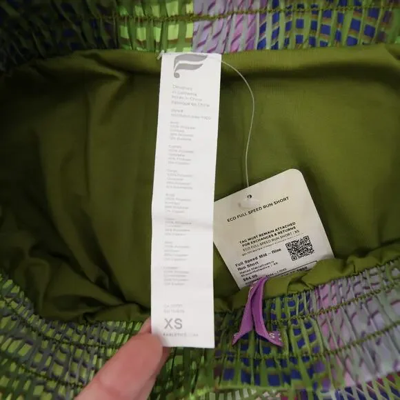 Fabletics Shorts Green Pink Multicolor Mid Rise Running Zipper Pocket XS NWT - Picture 10 of 14